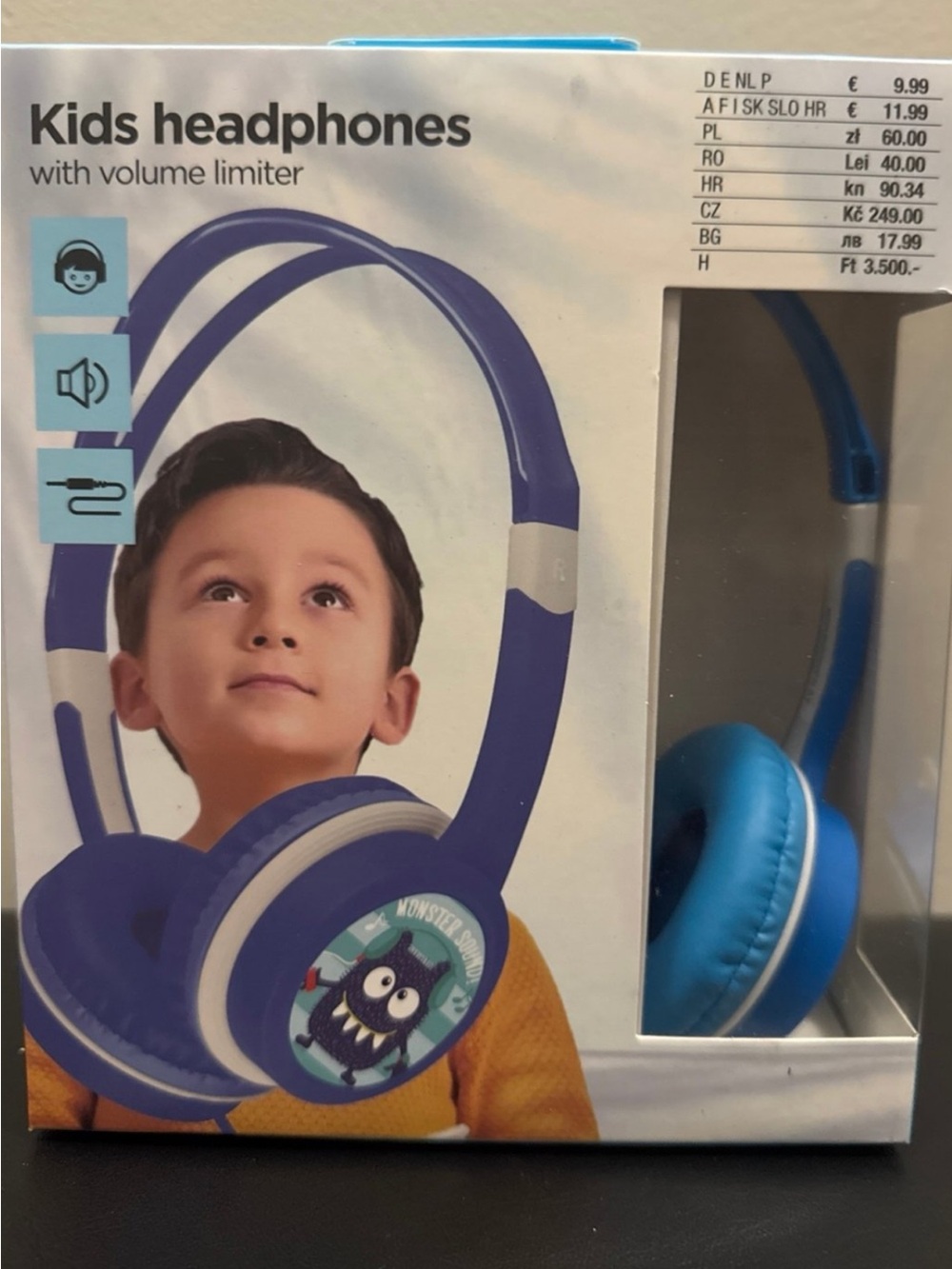 Kids Blue Headphones with Volume Limiter - Child Safe On-Ear Headset